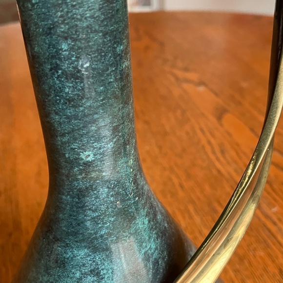 Vintage Mid-Century MCM Pal-Bell Brass Ewer Decanter Vase Made in Israel Green - Picture 8 of 14